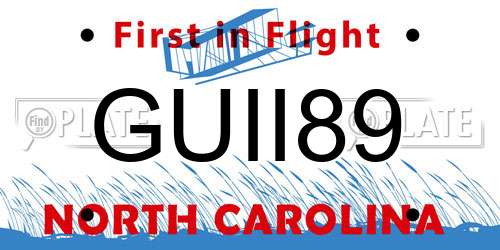 GUII89 North Carolina License Plate