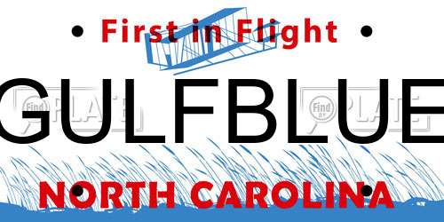 GULFBLUE North Carolina License Plate