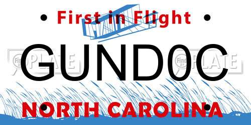 GUND0C North Carolina License Plate