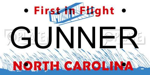 GUNNER North Carolina License Plate