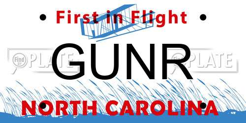 GUNR North Carolina License Plate
