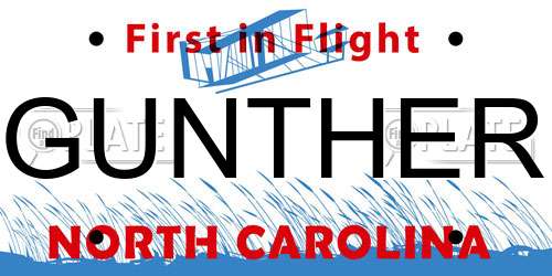 GUNTHER North Carolina License Plate