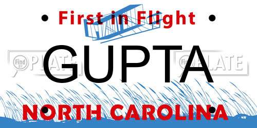 GUPTA North Carolina License Plate