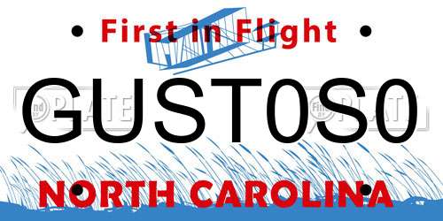 GUST0S0 North Carolina License Plate