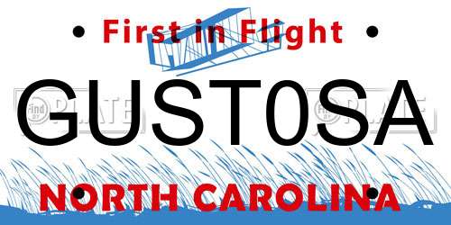 GUST0SA North Carolina License Plate