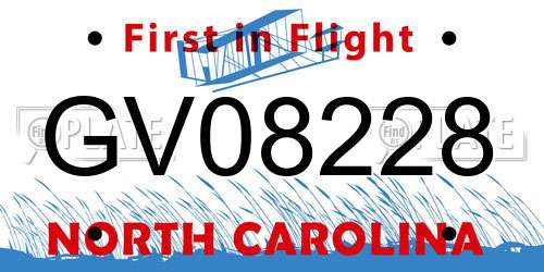GV08228 North Carolina License Plate