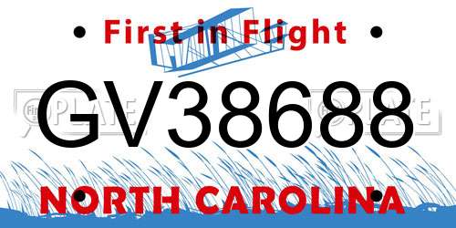 GV38688 North Carolina License Plate