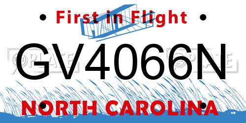 GV4066N North Carolina License Plate