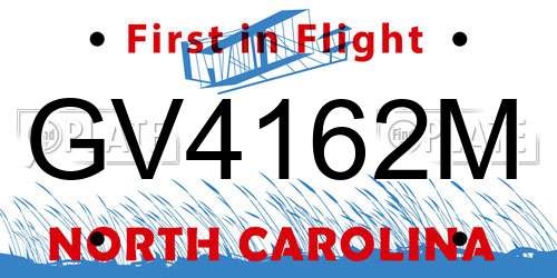 GV4162M North Carolina License Plate