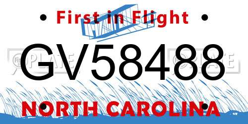 GV58488 North Carolina License Plate