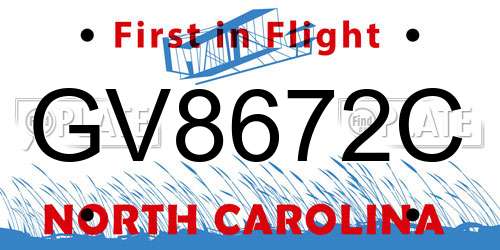 GV8672C North Carolina License Plate
