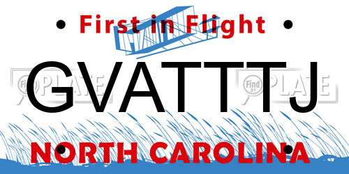 GVATTTJ North Carolina License Plate