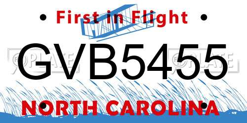 GVB5455 North Carolina License Plate