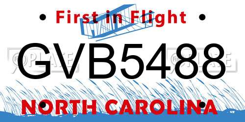 GVB5488 North Carolina License Plate