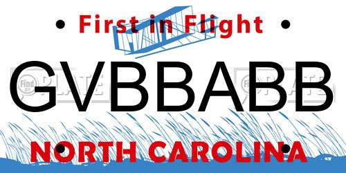 GVBBABB North Carolina License Plate