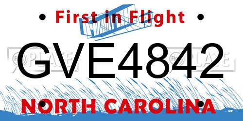 GVE4842 North Carolina License Plate