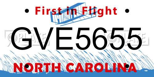 GVE5655 North Carolina License Plate