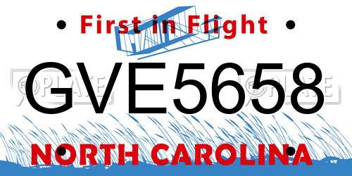 GVE5658 North Carolina License Plate