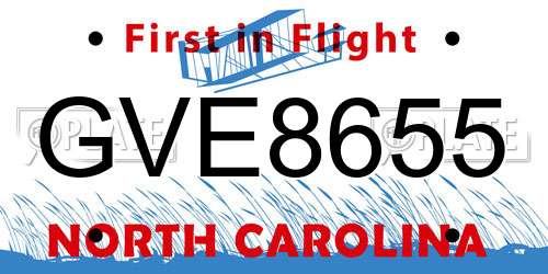 GVE8655 North Carolina License Plate
