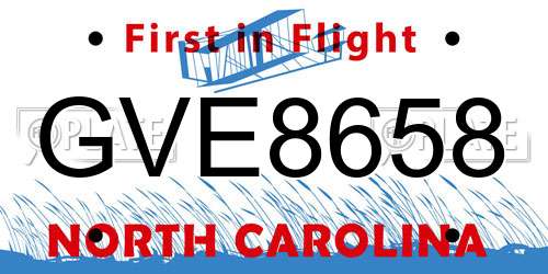 GVE8658 North Carolina License Plate