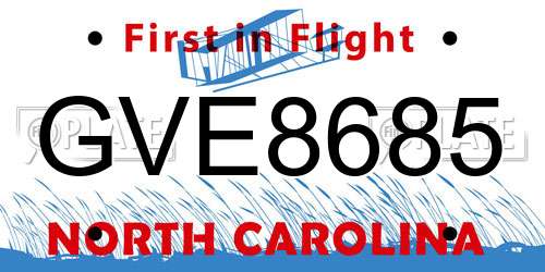 GVE8685 North Carolina License Plate