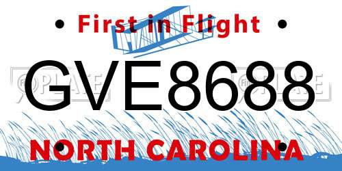GVE8688 North Carolina License Plate