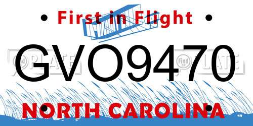 GVO9470 North Carolina License Plate