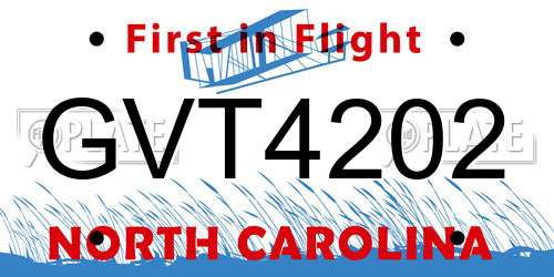 GVT4202 North Carolina License Plate