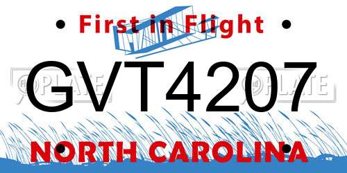 GVT4207 North Carolina License Plate