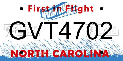 GVT4702 North Carolina License Plate