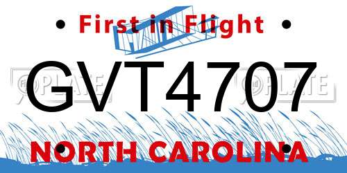 GVT4707 North Carolina License Plate