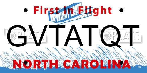 GVTATQT North Carolina License Plate