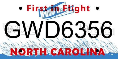 GWD6356 North Carolina License Plate