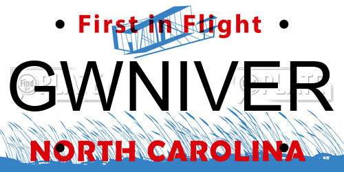 GWNIVER North Carolina License Plate