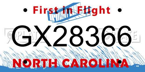 GX28366 North Carolina License Plate