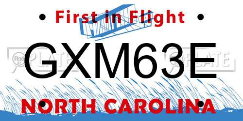 GXM63E North Carolina License Plate