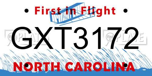 GXT3172 North Carolina License Plate