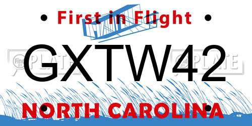 GXTW42 North Carolina License Plate