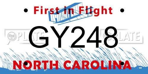 GY248 North Carolina License Plate
