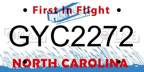 GYC2272 North Carolina License Plate