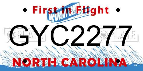 GYC2277 North Carolina License Plate