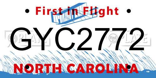 GYC2772 North Carolina License Plate