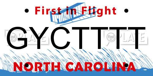 GYCTTTT North Carolina License Plate