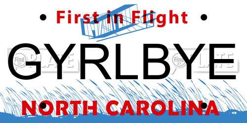 GYRLBYE North Carolina License Plate