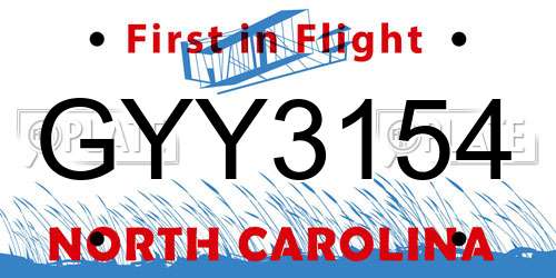 GYY3154 North Carolina License Plate