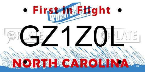 GZ1Z0L North Carolina License Plate