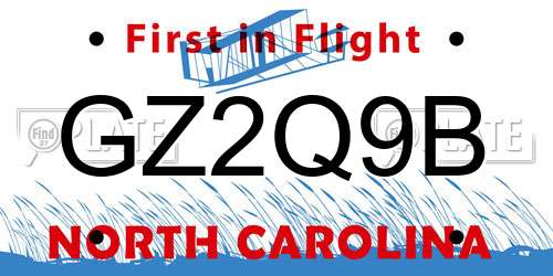 GZ2Q9B North Carolina License Plate
