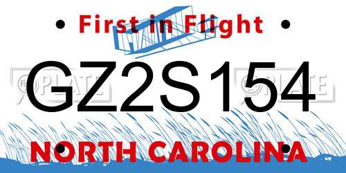 GZ2S154 North Carolina License Plate