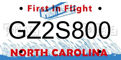 GZ2S800 North Carolina License Plate