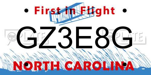 GZ3E8G North Carolina License Plate